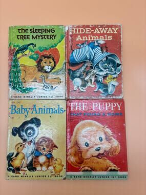 Rand McNally Junior Elf Book Lot of 4 - Vintage Children's Books Baby Animals